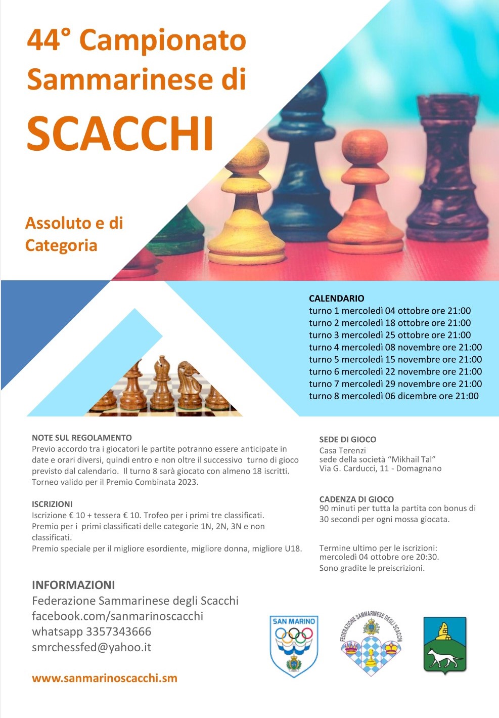 44° Campionato Sammarinese di Scacchi 2023