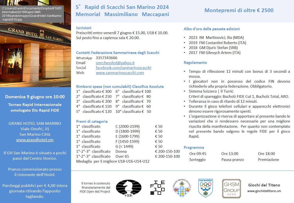 Torneo Rapid SMR 2024 - 5° memorial Massimiliano Maccapani
