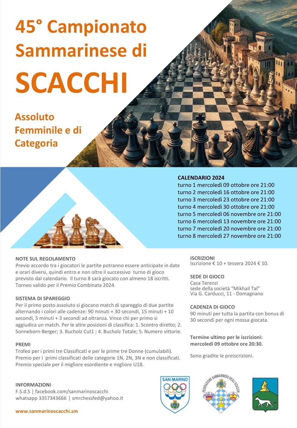 45° Campionato Sammarinese di Scacchi 2024